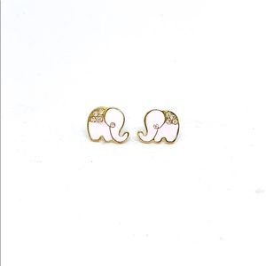 Pink Enamel Gold Rhinestone Earrings